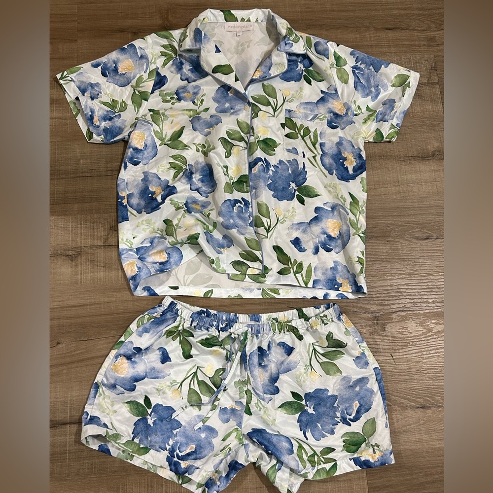 White Floral Pajama Set